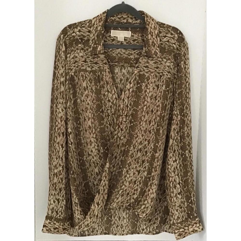 MICHAEL KORS animal snake print sleeveless cowl neck blouse long sleeve Size 4 - Picture 8 of 8